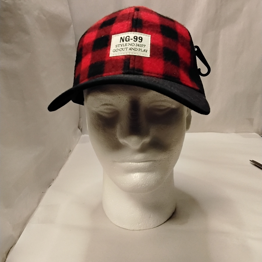 Red and Black Plaid Cap NWOT